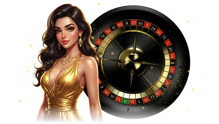 Een luxe dame naast het Kaasino roulette wiel